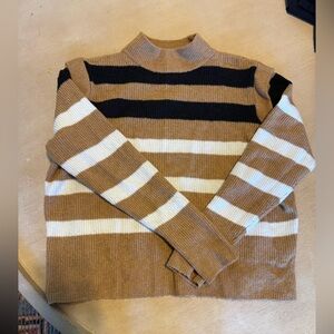 Halogen Nordstroms Women’s Striped Tan and Black Sweater SZ XL